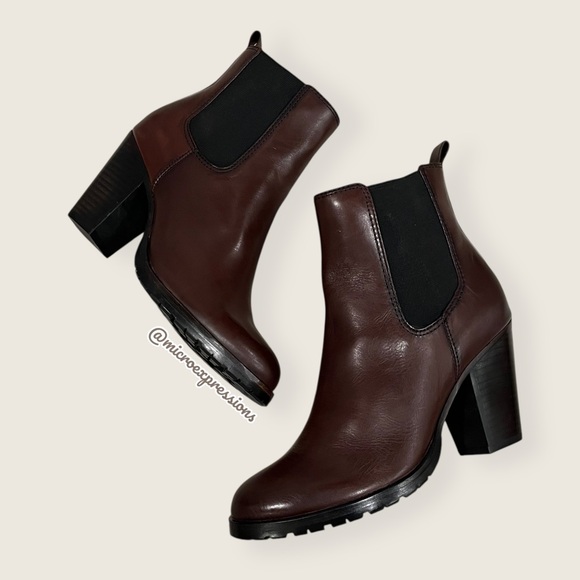 Frye Tate Chelsea Brown Genuine Leather Moto Gore Stretch Fall/Spring Ankle Boot - Picture 2 of 13